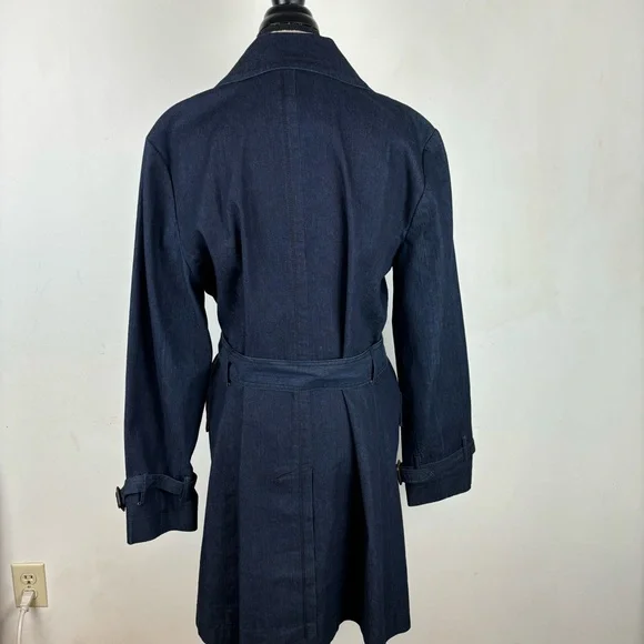 FOCUS-2000 Denim Trench Coat-fully lined/belted-Woman’s 14-EUC - Picture 8 of 14